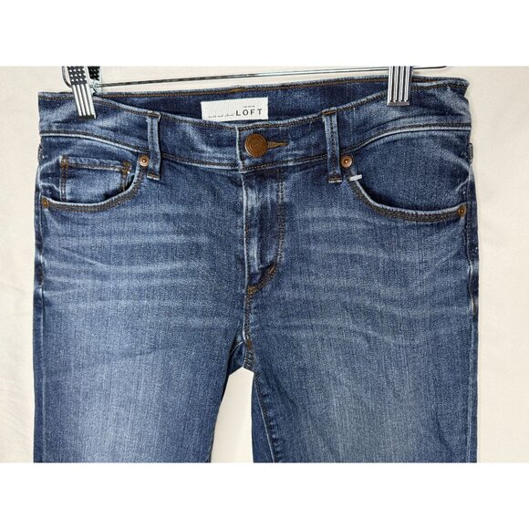 LOFT Modern Straight Mid Rise Stretch Dark Wash Jeans | Size 2 / 26 - Picture 9 of 10